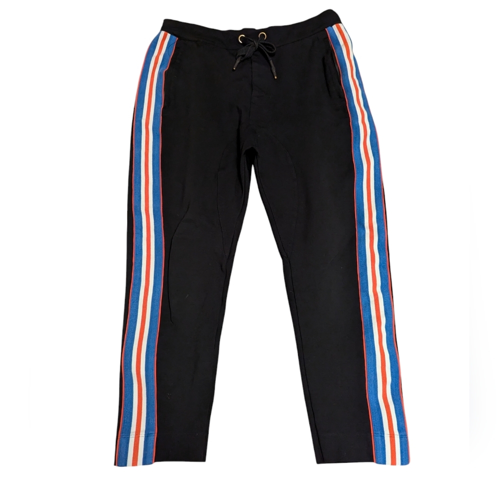 PE NATION Black Red Stripe Ponte Court Run Drop-Crotch Ankle Sweatpants Medium